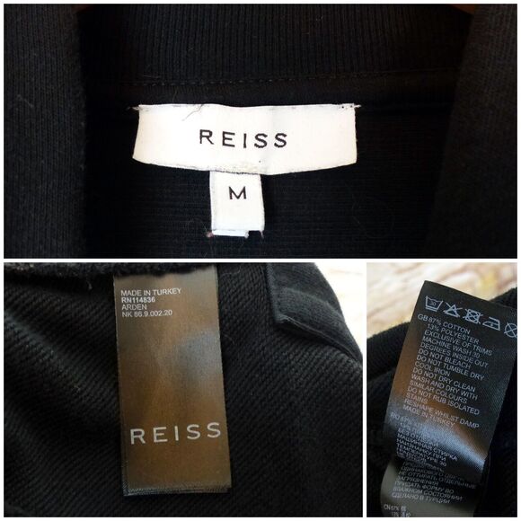 Reiss Arden Hoodie Womens M Black Crop Jersey Rib Zip Relaxed Loungewear Rock - Picture 9 of 14